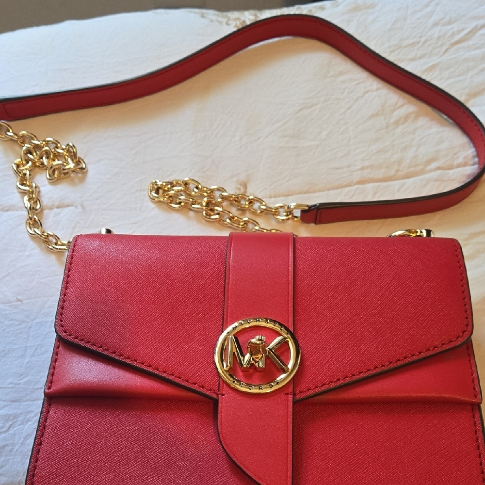 NWOT Michael Kors Red Crossbody Bag with Gold Accents - Picture 2 of 6